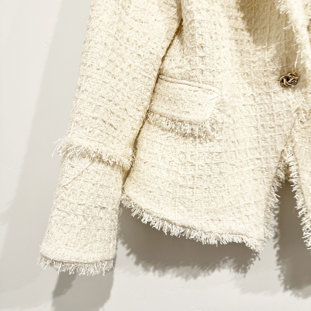 NWT L'Agence Kaisley Tweed Blazer in Vintage White Size 10 - Picture 9 of 16